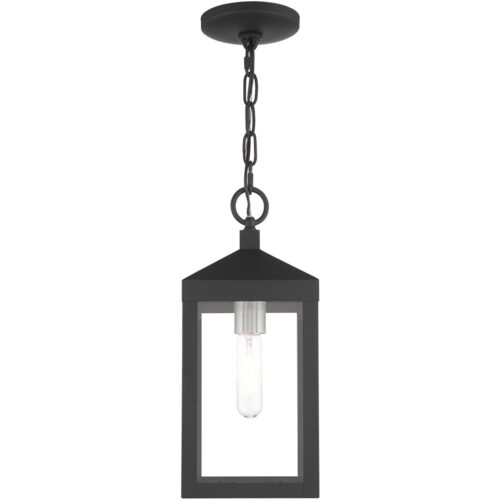 6.25 Sq. inch 1 Light Black Outdoor Pendant Lantern with Clear Glass Shade-Lighting LumensLantern