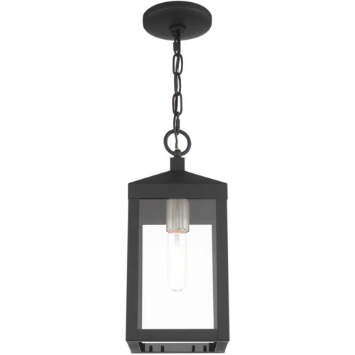 6.25 Sq. inch 1 Light Black Outdoor Pendant Lantern with Clear Glass Shade-Lighting LumensLantern