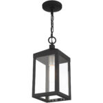 6.25 Sq. inch 1 Light Black Outdoor Pendant Lantern with Clear Glass Shade-Lighting LumensLantern