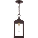 6.25 Sq. inch 1 Light Bronze Outdoor Pendant Lantern with Clear Glass Shade-Lighting LumensLantern