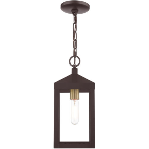 6.25 Sq. inch 1 Light Bronze Outdoor Pendant Lantern with Clear Glass Shade-Lighting LumensLantern