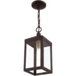 6.25 Sq. inch 1 Light Bronze Outdoor Pendant Lantern with Clear Glass Shade-Lighting LumensLantern