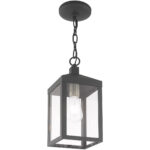 6.25 inch 1 Light Scandinavian Gray Outdoor Pendant Lantern with Clear Glass Shade-Lighting LumensLantern