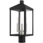 8.25 Sq. inch 3 Light Black Outdoor Post Top Lantern with Clear Glass Shade-Lighting LumensLantern