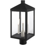 8.25 Sq. inch 3 Light Black Outdoor Post Top Lantern with Clear Glass Shade-Lighting LumensLantern