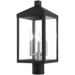 8.25 Sq. inch 3 Light Black Outdoor Post Top Lantern with Clear Glass Shade-Lighting LumensLantern