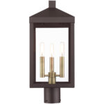 8.25 Sq. inch 3 Light Bronze Outdoor Post Top Lantern with Clear Glass Shade-Lighting LumensLantern