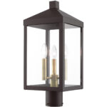 8.25 Sq. inch 3 Light Bronze Outdoor Post Top Lantern with Clear Glass Shade-Lighting LumensLantern