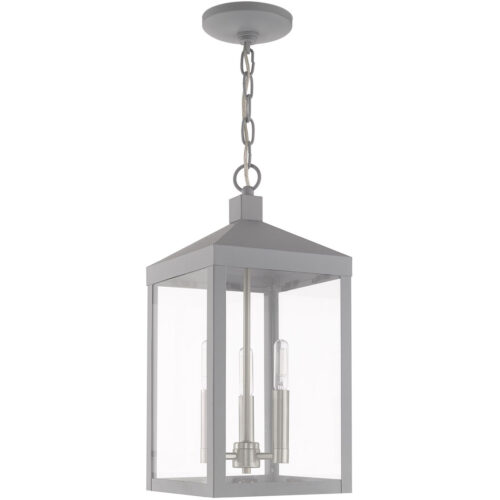 8.25 inch 3 Light Nordic Gray Outdoor Pendant Lantern with Clear Glass Shade-Lighting LumensLantern