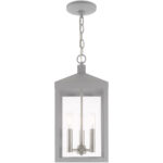 8.25 inch 3 Light Nordic Gray Outdoor Pendant Lantern with Clear Glass Shade-Lighting LumensLantern