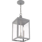 8.25 inch 3 Light Nordic Gray Outdoor Pendant Lantern with Clear Glass Shade-Lighting LumensLantern