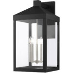 14 inch 5 Light Black Outdoor Wall Lantern with Clear Glass Shade-Lighting LumensLantern