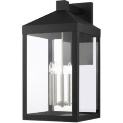 14 inch 5 Light Black Outdoor Wall Lantern with Clear Glass Shade-Lighting LumensLantern