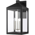 14 inch 5 Light Black Outdoor Wall Lantern with Clear Glass Shade-Lighting LumensLantern