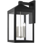 14 inch 5 Light Black Outdoor Wall Lantern with Clear Glass Shade-Lighting LumensLantern