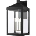 14 inch 5 Light Black Outdoor Wall Lantern with Clear Glass Shade-Lighting LumensLantern