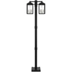 12 inch 6 Light Black Outdoor Post Light with Clear Glass Shade-Lighting LumensOutdoor Wall Lights