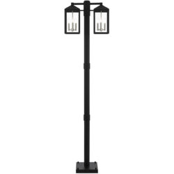 12 inch 6 Light Black Outdoor Post Light with Clear Glass Shade-Lighting LumensOutdoor Wall Lights