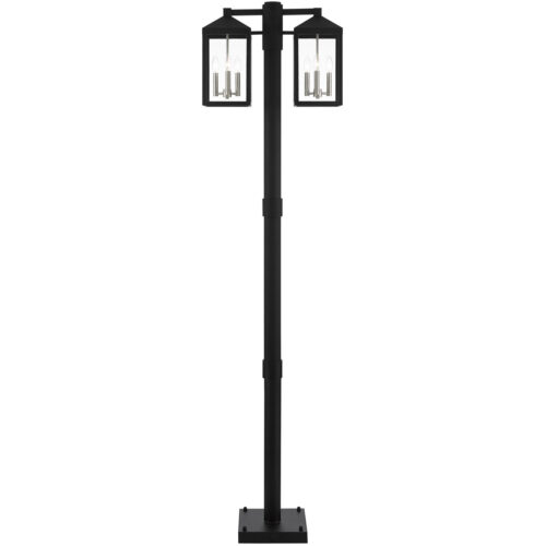 12 inch 6 Light Black Outdoor Post Light with Clear Glass Shade-Lighting LumensOutdoor Wall Lights