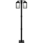 12 inch 6 Light Black Outdoor Post Light with Clear Glass Shade-Lighting LumensOutdoor Wall Lights