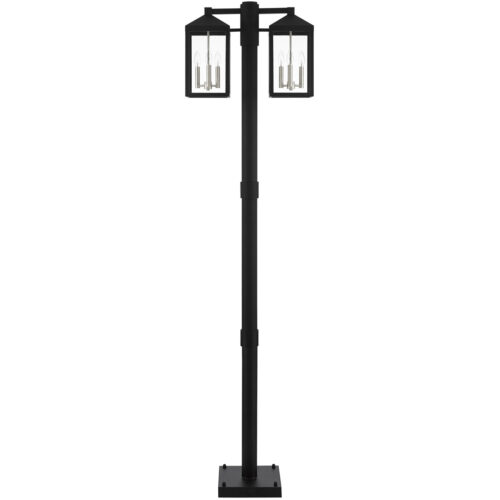 12 inch 6 Light Black Outdoor Post Light with Clear Glass Shade-Lighting LumensOutdoor Wall Lights