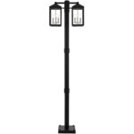 12 inch 6 Light Black Outdoor Post Light with Clear Glass Shade-Lighting LumensOutdoor Wall Lights