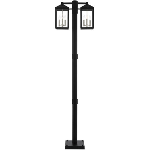 12 inch 6 Light Black Outdoor Post Light with Clear Glass Shade-Lighting LumensOutdoor Wall Lights