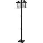 12 inch 6 Light Black Outdoor Post Light with Clear Glass Shade-Lighting LumensOutdoor Wall Lights