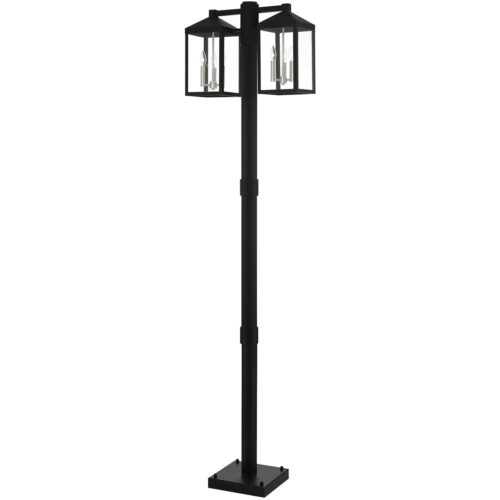 12 inch 6 Light Black Outdoor Post Light with Clear Glass Shade-Lighting LumensOutdoor Wall Lights