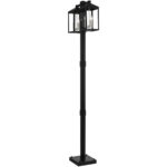 12 inch 6 Light Black Outdoor Post Light with Clear Glass Shade-Lighting LumensOutdoor Wall Lights