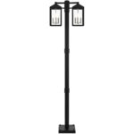 12 inch 6 Light Black Outdoor Post Light with Clear Glass Shade-Lighting LumensOutdoor Wall Lights