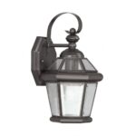 7 inch 1 Light Bronze Outdoor Wall Lantern Pendant Lighting Fixture with Clear Glass Panel Shade-Lighting LumensLantern