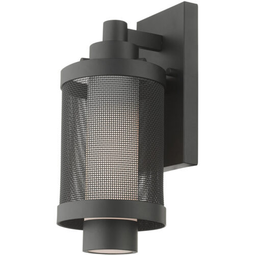 5 inch 1 Light Textured Black Wall Lantern Pendant Lighting Fixture with Opal White Glass Shade-Lighting LumensLantern