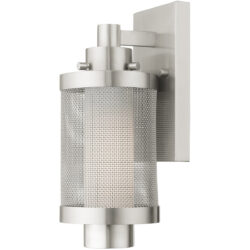 5 inch 1 Light Brushed Nickel Wall Lantern Pendant Lighting Fixture with Opal White Glass Shade-Lighting LumensLantern