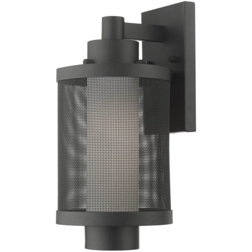 7 inch 1 Light Textured Black Wall Lantern Pendant Lighting Fixture with Opal White Glass Shade-Lighting LumensLantern