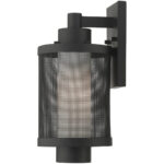 7 inch 1 Light Textured Black Wall Lantern Pendant Lighting Fixture with Opal White Glass Shade-Lighting LumensLantern