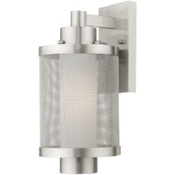 7 inch 1 Light Brushed Nickel Wall Lantern Pendant Lighting Fixture with Opal White Glass Shade-Lighting LumensLantern