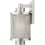 7 inch 1 Light Brushed Nickel Wall Lantern Pendant Lighting Fixture with Opal White Glass Shade-Lighting LumensLantern