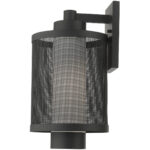 9 inch 1 Light Textured Black Wall Lantern Pendant Lighting Fixture with Opal White Glass Shade-Lighting LumensLantern