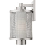 9 inch 1 Light Brushed Nickel Wall Lantern Pendant Lighting Fixture with Opal White Glass Shade-Lighting LumensLantern