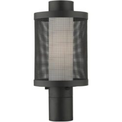 1 Light Textured Black Post Light with Opal White Glass Shade-Lighting LumensOutdoor Wall Lights