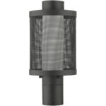 1 Light Textured Black Post Light with Opal White Glass Shade-Lighting LumensOutdoor Wall Lights