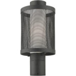 1 Light Textured Black Post Light with Opal White Glass Shade-Lighting LumensOutdoor Wall Lights