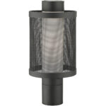 1 Light Textured Black Post Light with Opal White Glass Shade-Lighting LumensOutdoor Wall Lights