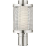 1 Light Brushed Nickel Post Light with Opal White Glass Shade-Lighting LumensOutdoor Wall Lights