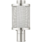 1 Light Brushed Nickel Post Light with Opal White Glass Shade-Lighting LumensOutdoor Wall Lights