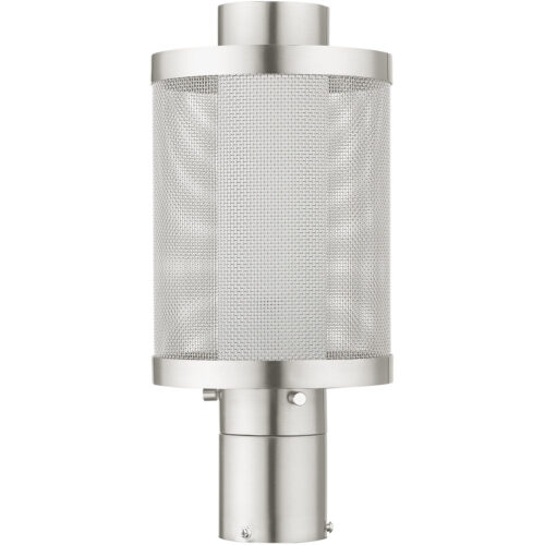 1 Light Brushed Nickel Post Light with Opal White Glass Shade-Lighting LumensOutdoor Wall Lights