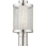 1 Light Brushed Nickel Post Light with Opal White Glass Shade-Lighting LumensOutdoor Wall Lights