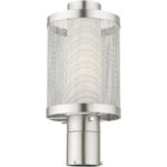 1 Light Brushed Nickel Post Light with Opal White Glass Shade-Lighting LumensOutdoor Wall Lights