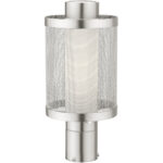 1 Light Brushed Nickel Post Light with Opal White Glass Shade-Lighting LumensOutdoor Wall Lights